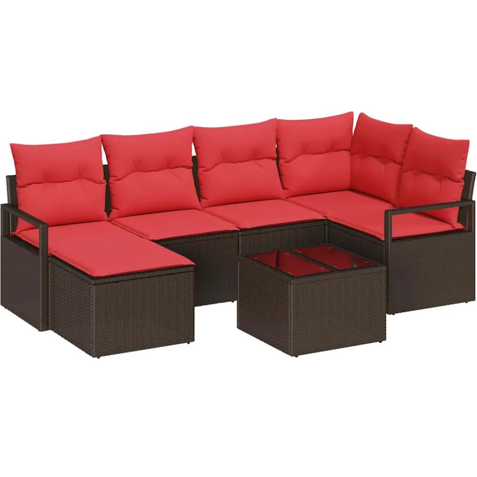 vidaXL Bankstel 7 st Bruin poly rattan