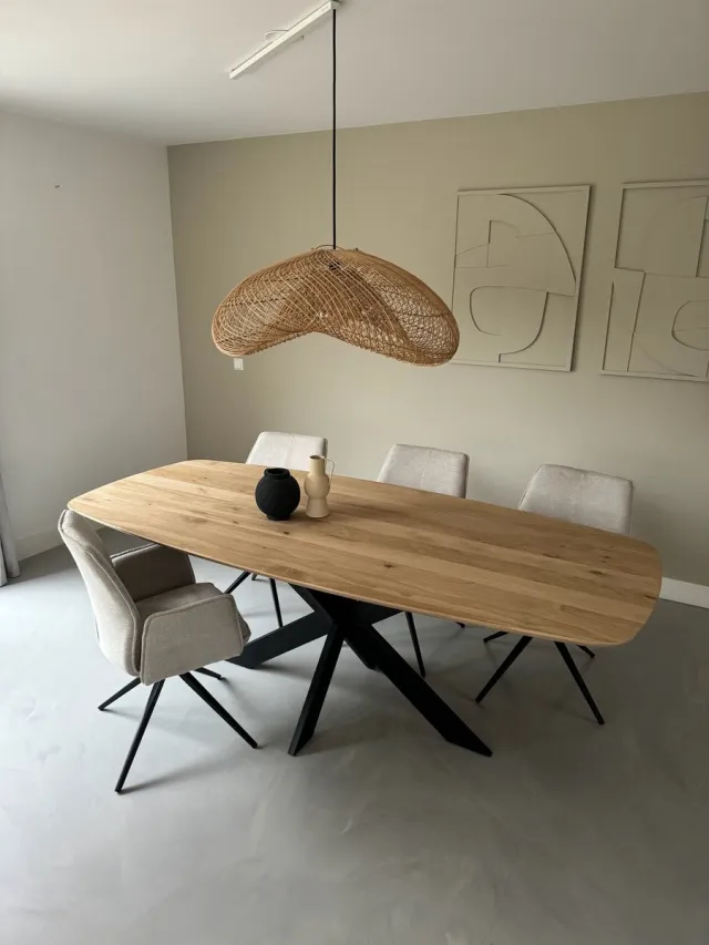 LOK Living Eiken tafel- Lok Living - deens ovaal - 160cm - naturel mat gelakt lichte kleur