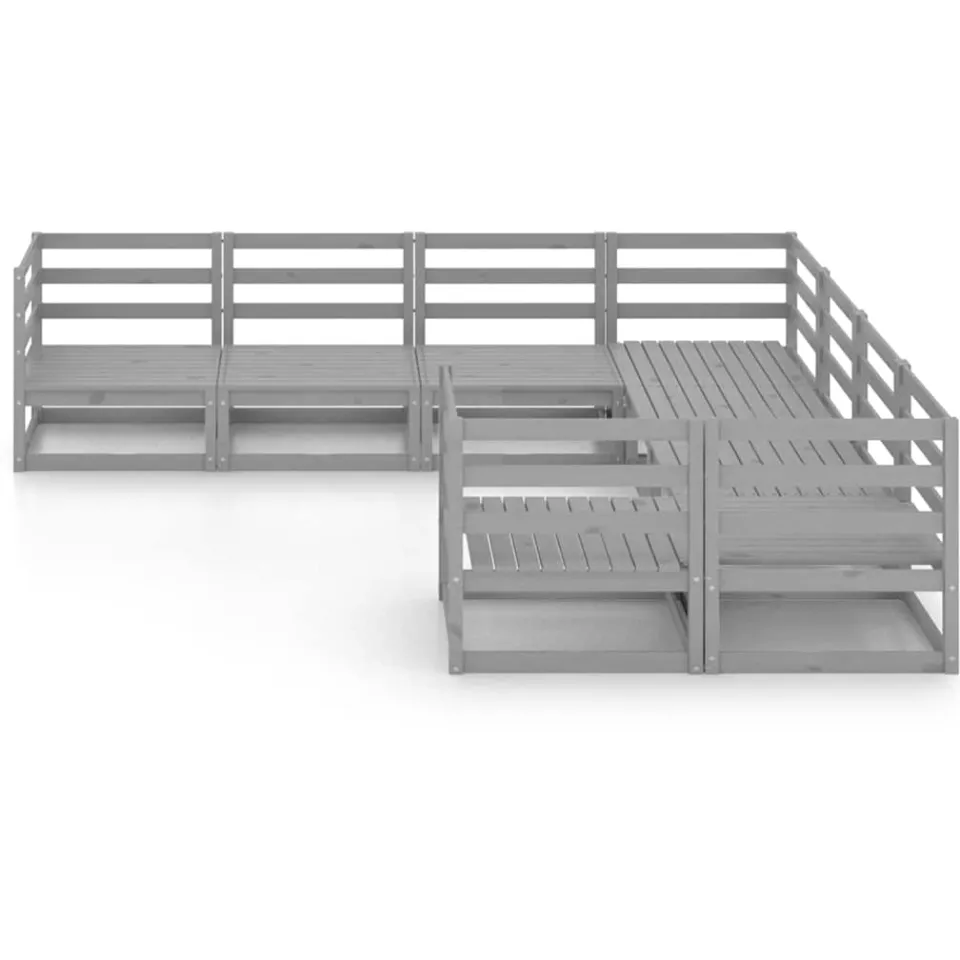 vidaXL 8-delige Loungeset massief grenenhout grijs