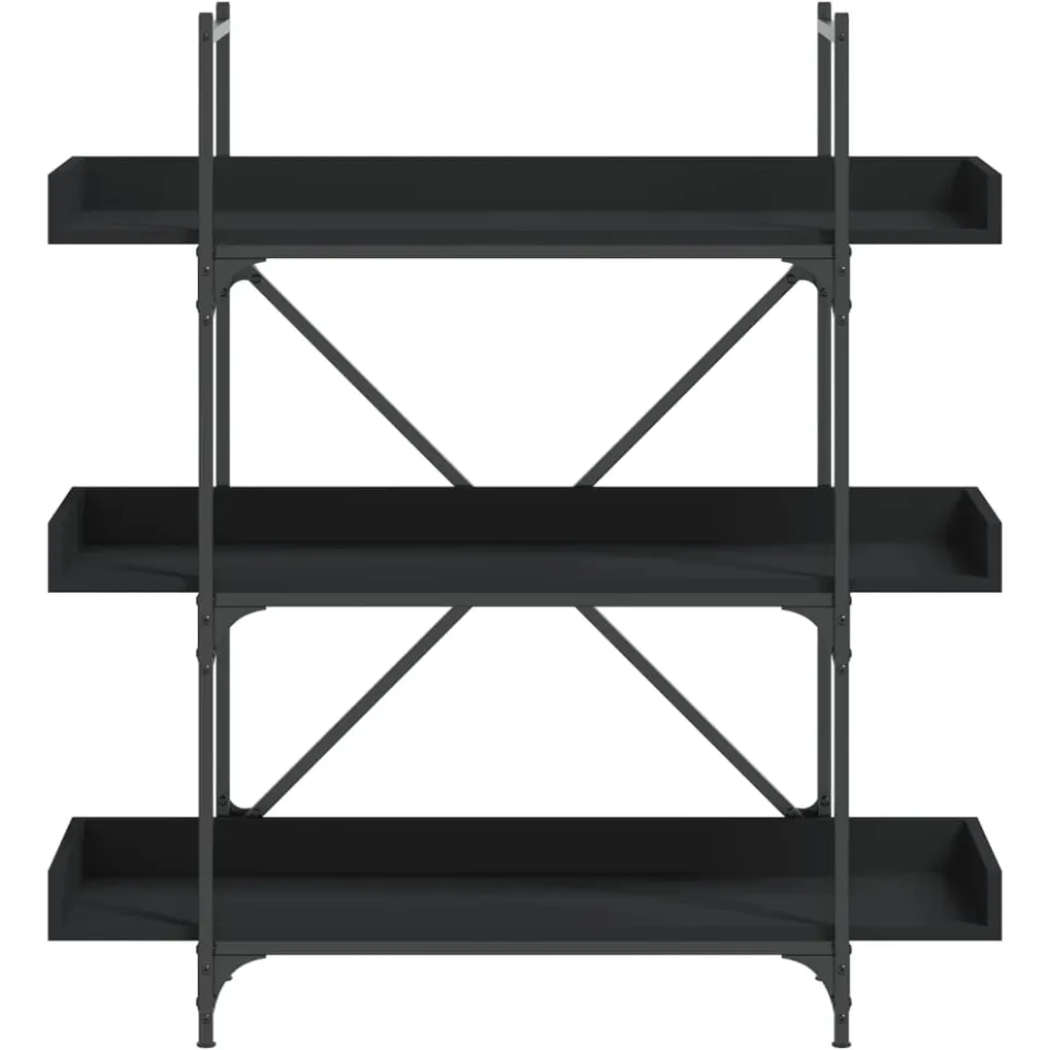 vidaXL Boekenkast 3-laags 100x33x108,5 cm bewerkt hout zwart, foto 4