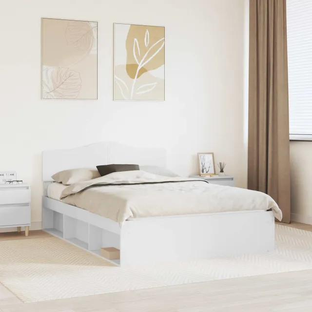 vidaXL Bedframe met hoofdeinde Wit 160 x 200 cm Bewerkt hout