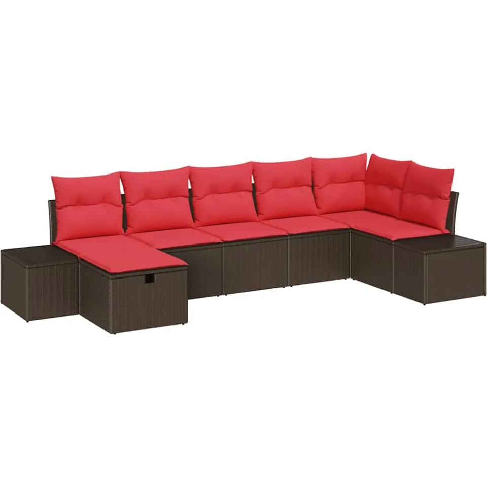 vidaXL Tuin Sofa Set 7 st Bruin poly rattan, foto 4