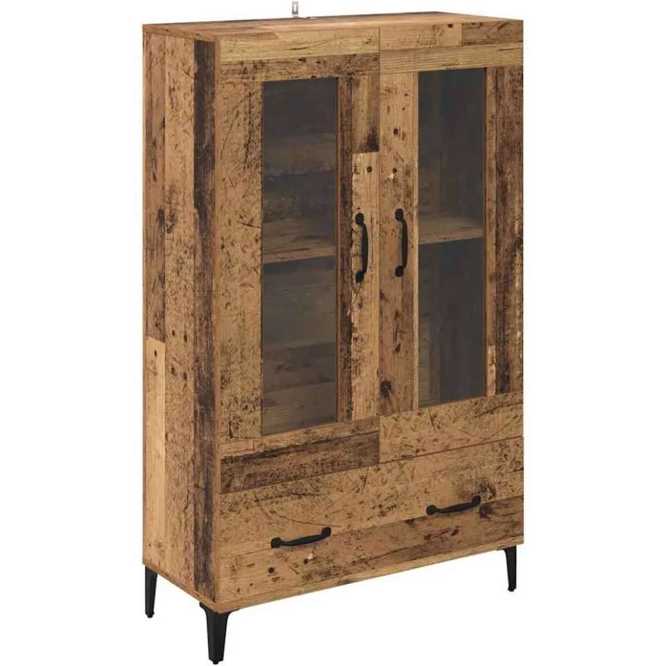 vidaXL Highboard Oud Hout 70 x 31 x 115 cm Gemonteerd hout en ijzer bruin, foto 3