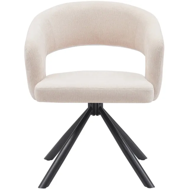 DÉJA Living Eetkamerstoel Elle - Stof/Metaal - Beige - Set van 2