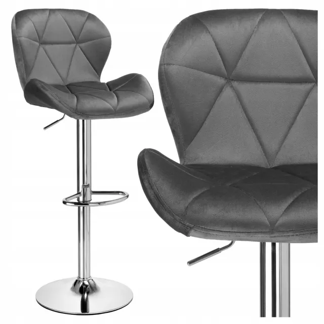eHokery Hoker Gordon Grafit Velvet - Draaibaar, Verstelbaar, Chromen Voet