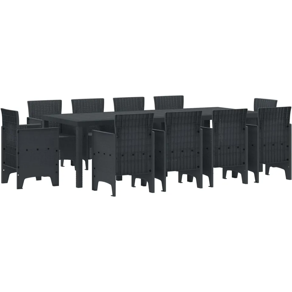 vidaXL Tuin Eetset 11 st Antraciet Polypropyleen Anthraciet
