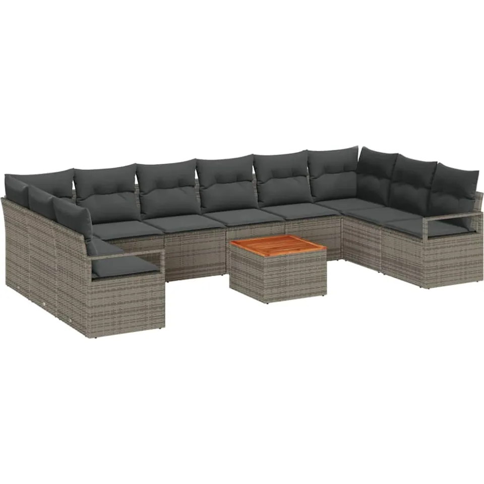 vidaXL Tuinbankenset 11 st Grijs poly rattan