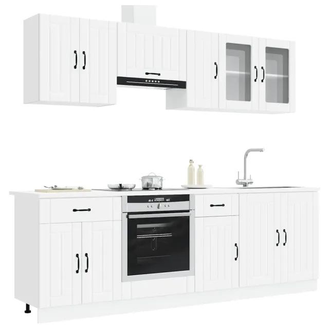 vidaXL 8-delige Keukenkastenset Kalmar bewerkt hout wit