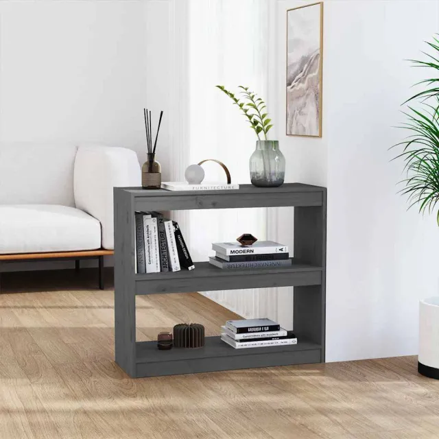 vidaXL Boekenkast/kamerscherm 80x30x71,5 cm massief grenenhout grijs, foto 2