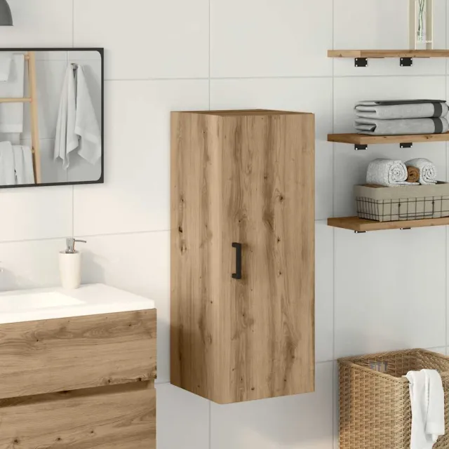 vidaXL Wandkast 34,5x34x90 cm bewerkt hout artisanaal eikenkleur Bruin