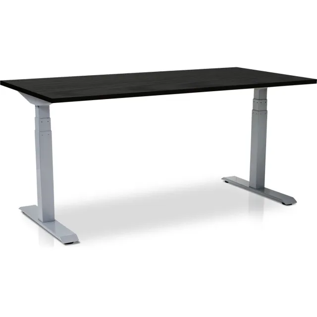 Lineaflex MRC Zit-sta bureau elektrisch verstelbaar - MRC PRO NEN-EN 527 | 180 x 80 cm | frame aluminium - blad zwart eiken - met kabelmanagement | memory functie met USB | 150kg draagvermogen Aluminium frame
