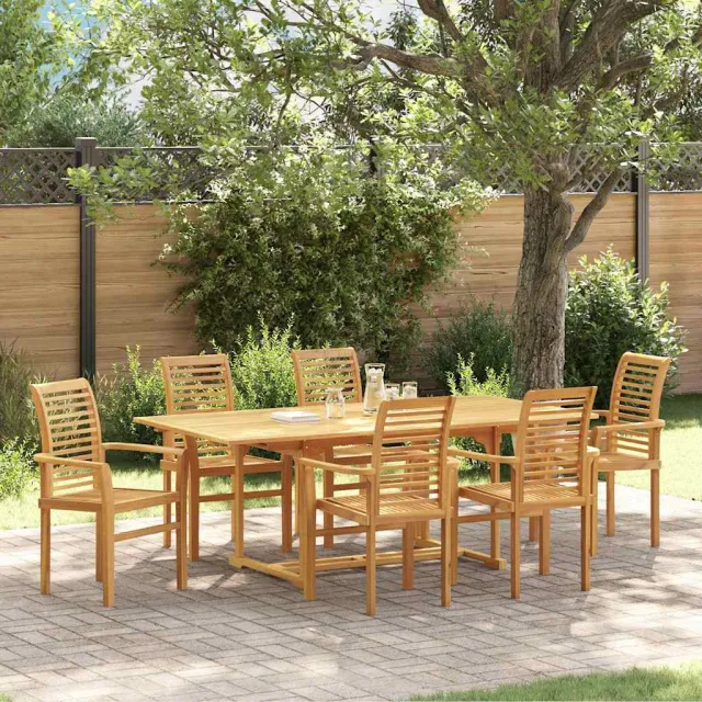 vidaXL Tuin eettafelset 7 st Bruin 200 x 100 x 75 cm Massief Teakhout, foto 2