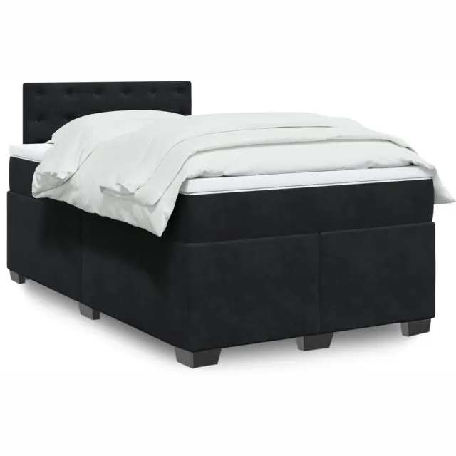 vidaXL Boxspring met matras fluweel zwart 120x200 cm