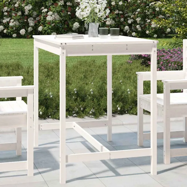 vidaXL Tuintafel 121x82,5x110 cm massief grenenhout wit, foto 2