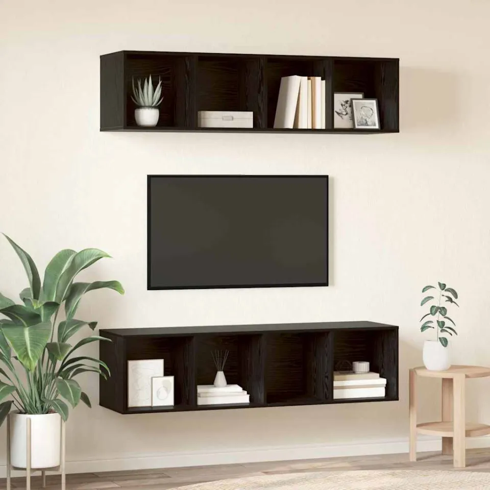 vidaXL Tv-meubelset 2 st 37 x 37 x 142,5 cm Zwart Eiken, foto 4