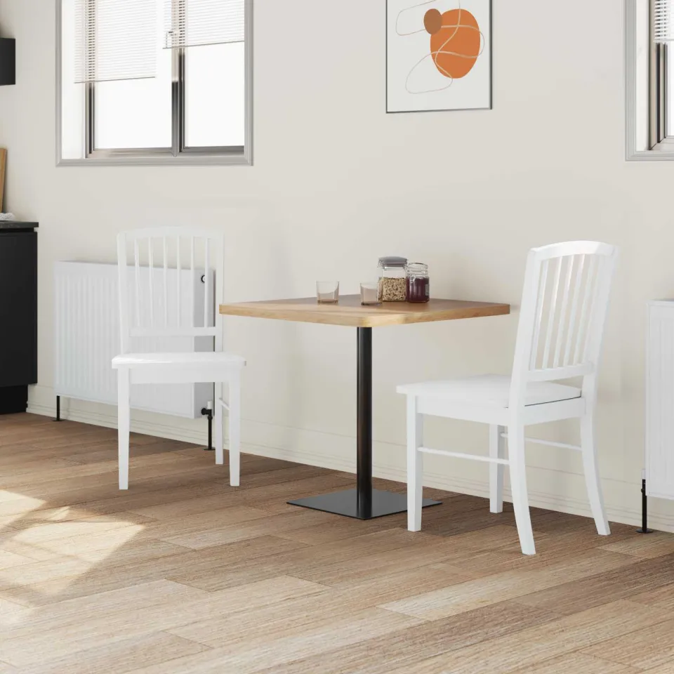vidaXL Eettafelstoelen 2 st Massief Rubberhout Wit 50 x 52,5 x 91 cm, foto 3