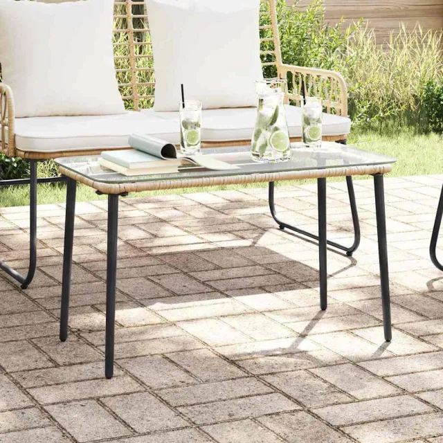 vidaXL Tuinstafel Naturel 80 x 40 x 45 cm poly rattan, foto 2