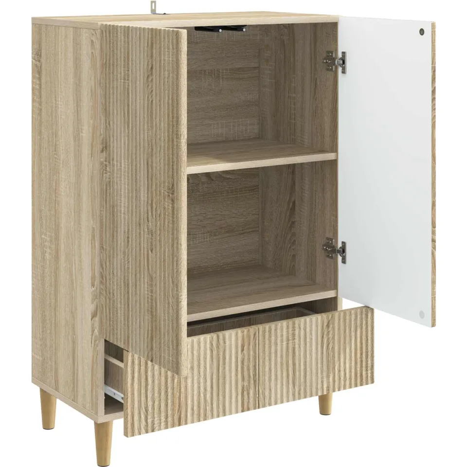 vidaXL Dressoir met lade Sonoma Eiken 66 x 34,5 x 95 cm Bewerkt hout, foto 4