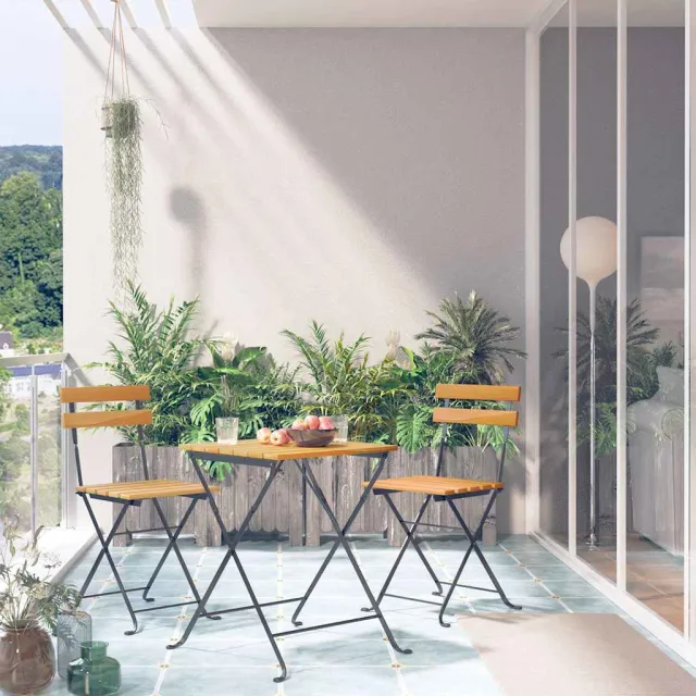vidaXL 3-delige Bistroset inklapbaar massief acaciahout bruin, foto 2
