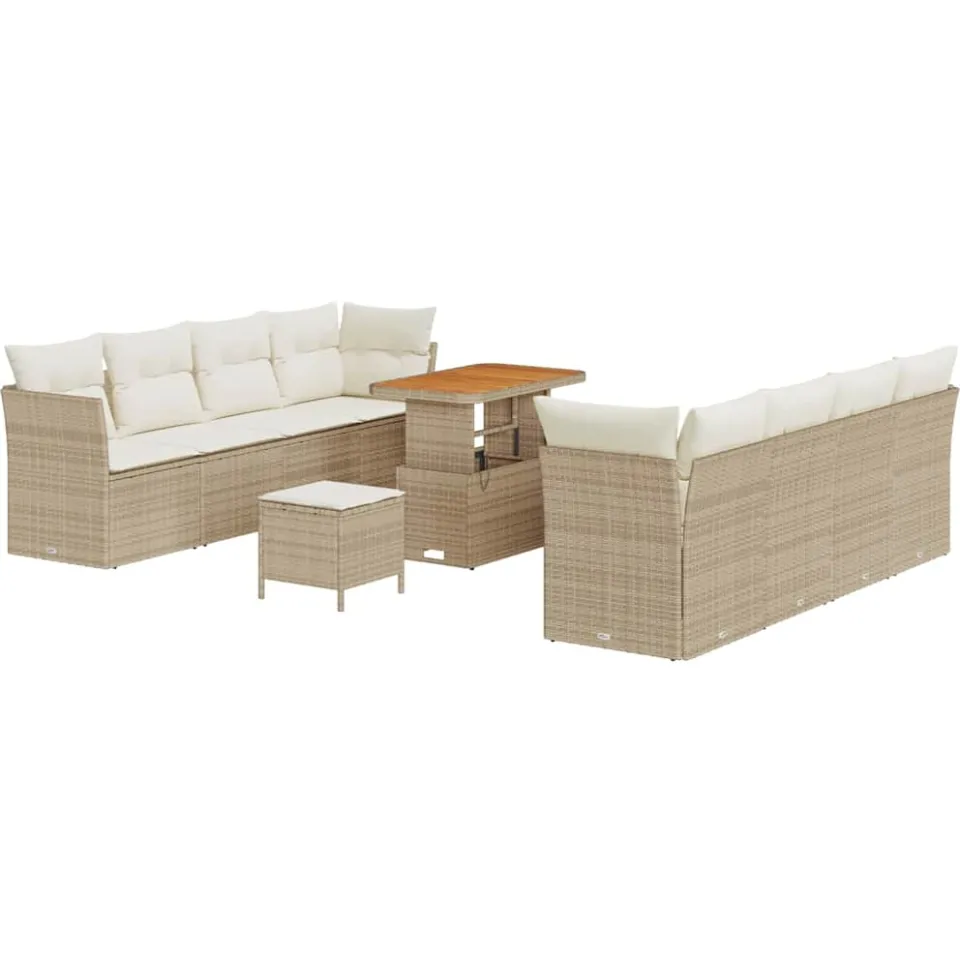 vidaXL Tuinbankenset 11 st Beige poly rattan, foto 4
