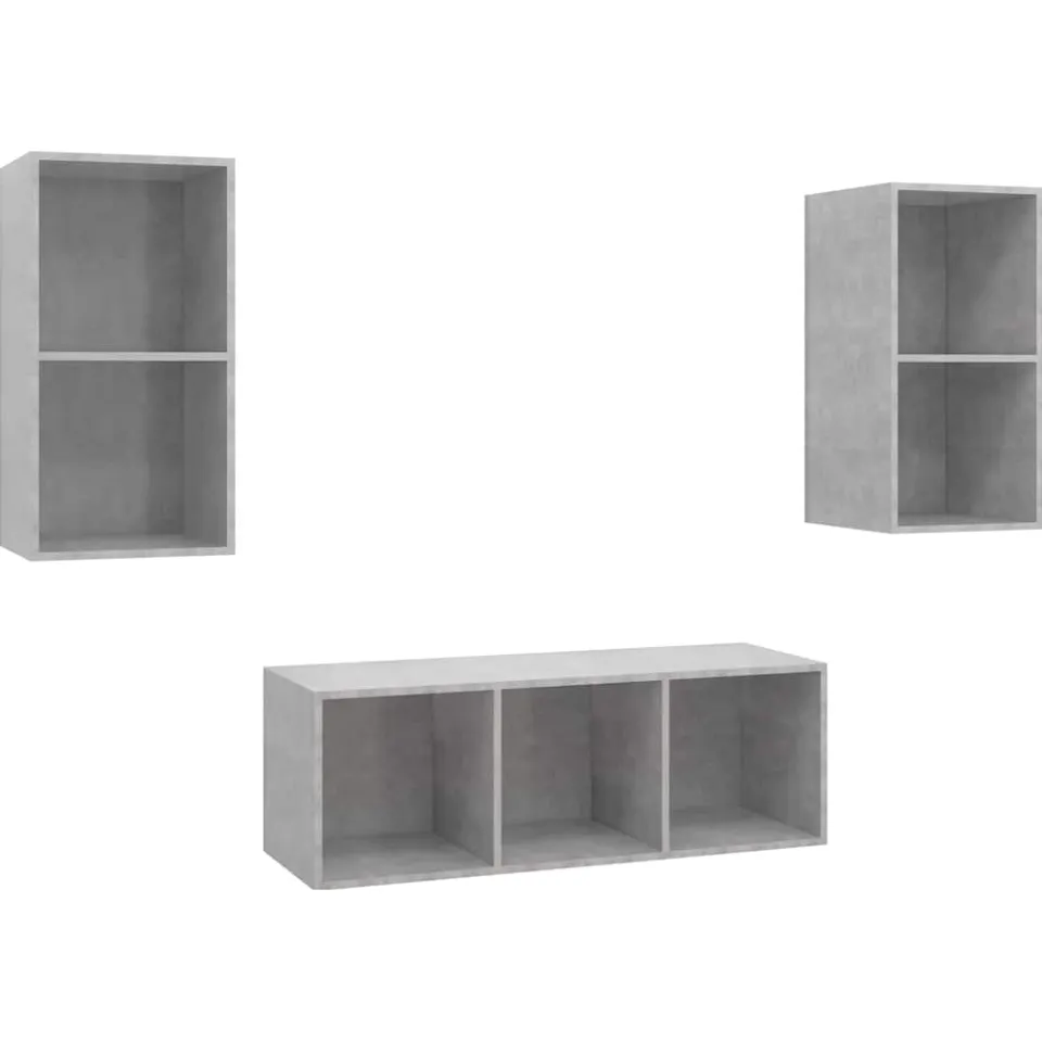 vidaXL 3-delige Tv-meubelset bewerkt hout betongrijs grijs, foto 3