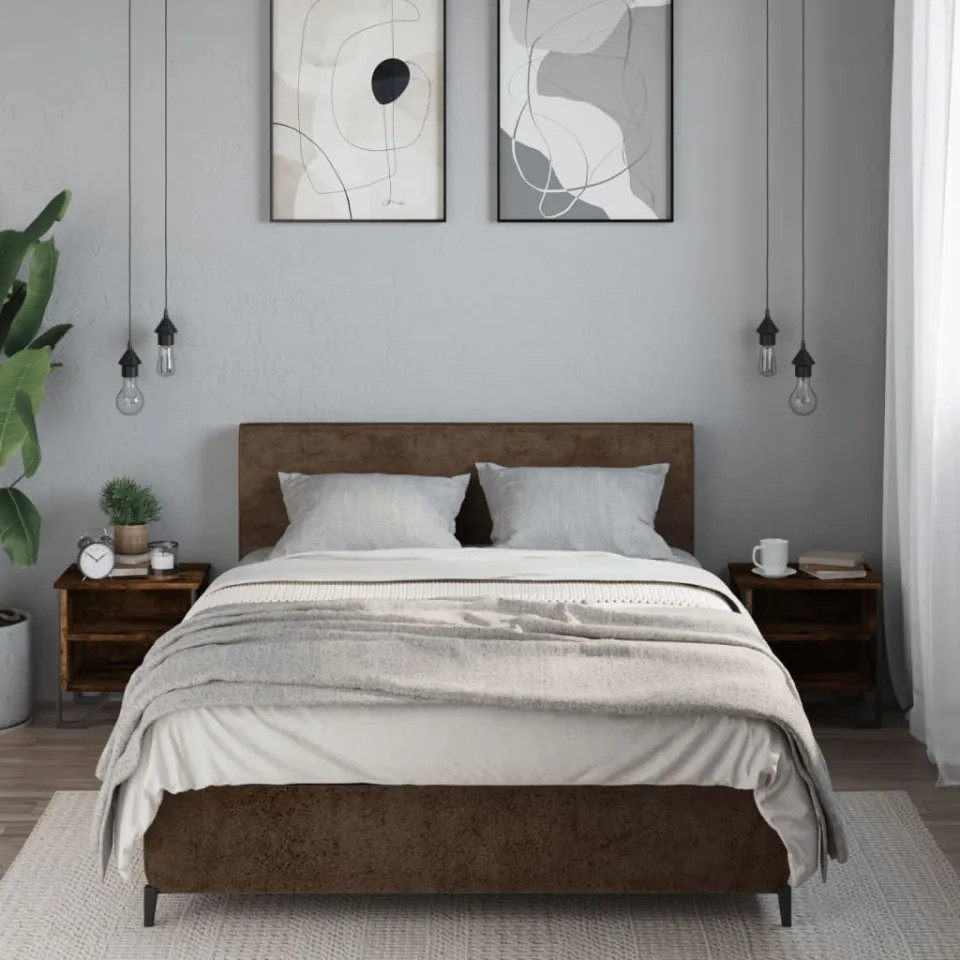 vidaXL Nachtkastjes 2 st 40x30x40 cm bewerkt hout gerookt eikenkleurig, foto 3