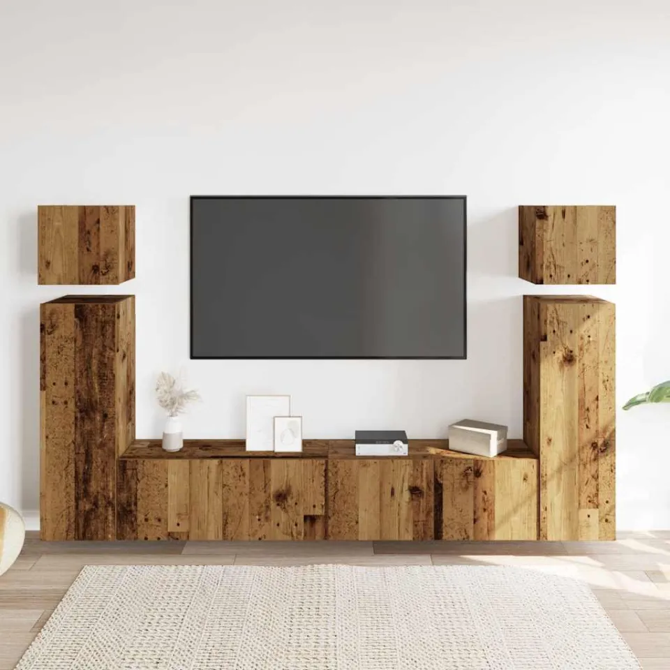 vidaXL 8-delig Tv-meubelset wandmontage bewerkt hout oud houtkleurig bruin, foto 2