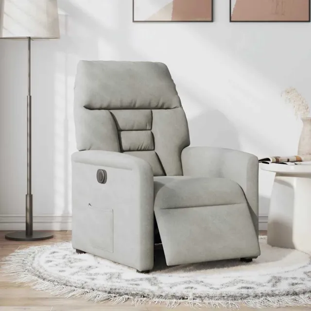 vidaXL Fauteuil verstelbaar elektrisch microvezelstof lichtgrijs grijs