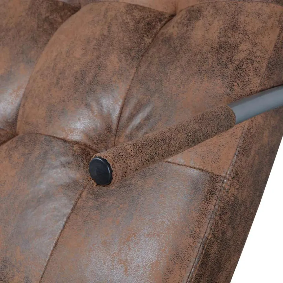 vidaXL Chaise Longue met Kussen Bruin Suède Look Stof, foto 4