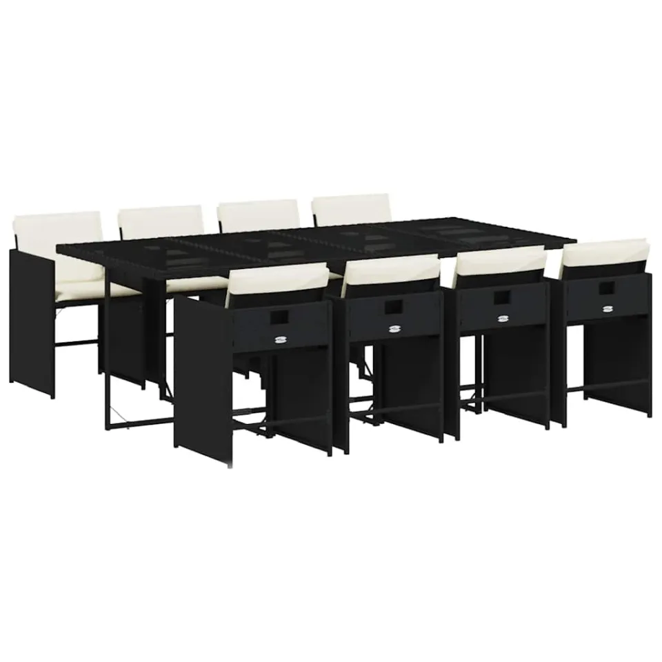 vidaXL 9-delige Tuinset poly rattan zwart, foto 3
