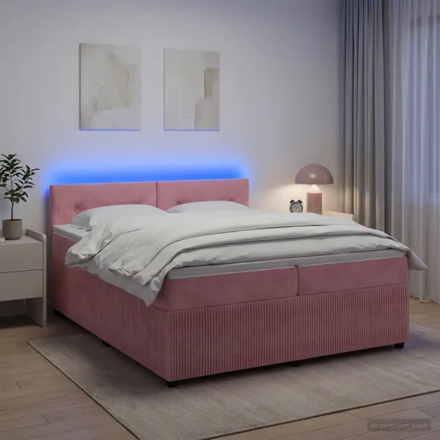 vidaXL Boxspringbed met matras Roze 200 x 200 cm Fluweel