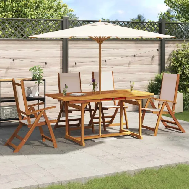 vidaXL 5-delige Tuinset massief acaciahout en textileen bruin, foto 2