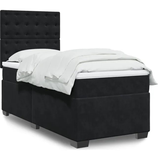 vidaXL Boxspring met matras fluweel zwart 100x200 cm