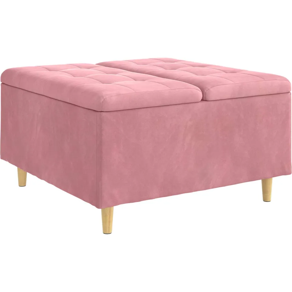 vidaXL Ottoman met Opbergruimte Roze 80 x 80 x 45 cm Fluweel, foto 3