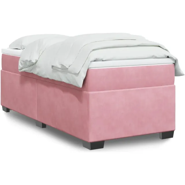 vidaXL Boxspring met matras fluweel roze 90x190 cm