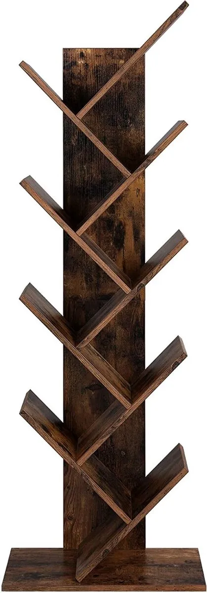 Viking Choice Boekenkast staande plank met 8 niveaus in boomvorm - vintage donkerbruin