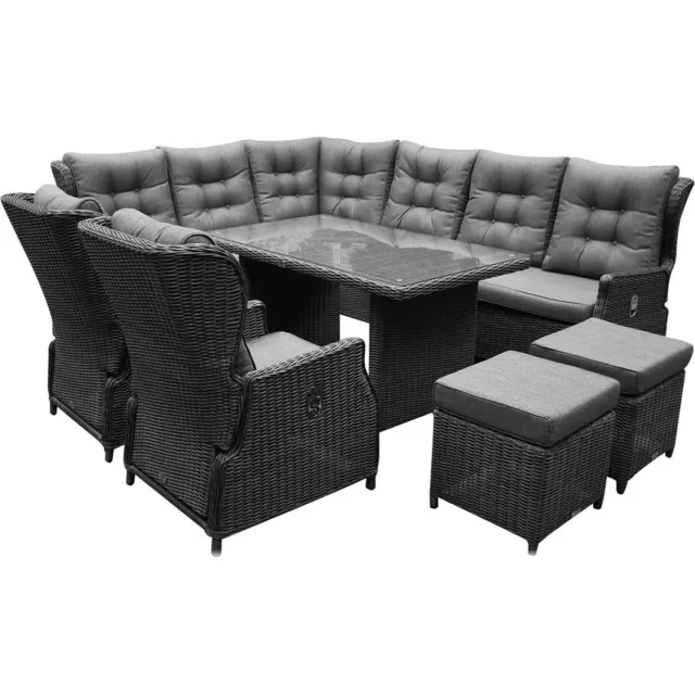 premium collection AVH-Collectie Ibiza premium hoek dining loungeset 9 delig antraciet