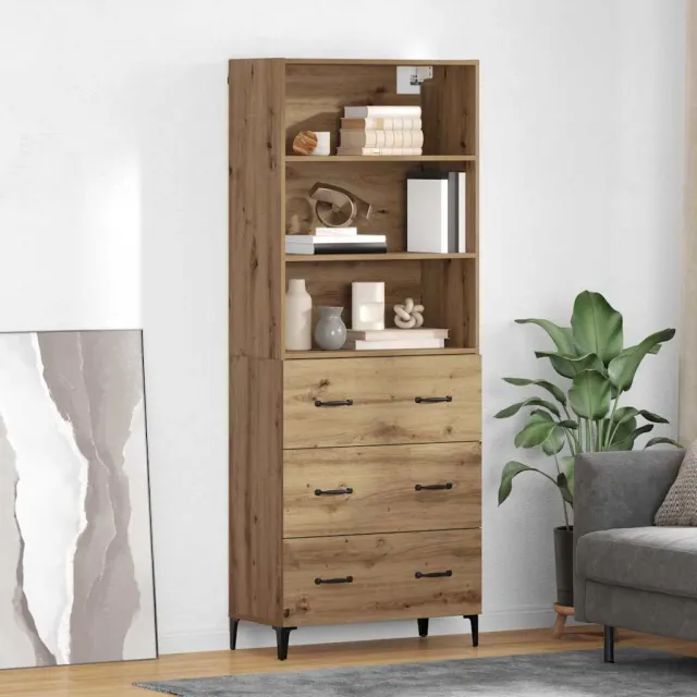 vidaXL Hoge kast Artisan Eiken 69,5 x 34 x 180 cm Bewerkt hout, foto 2