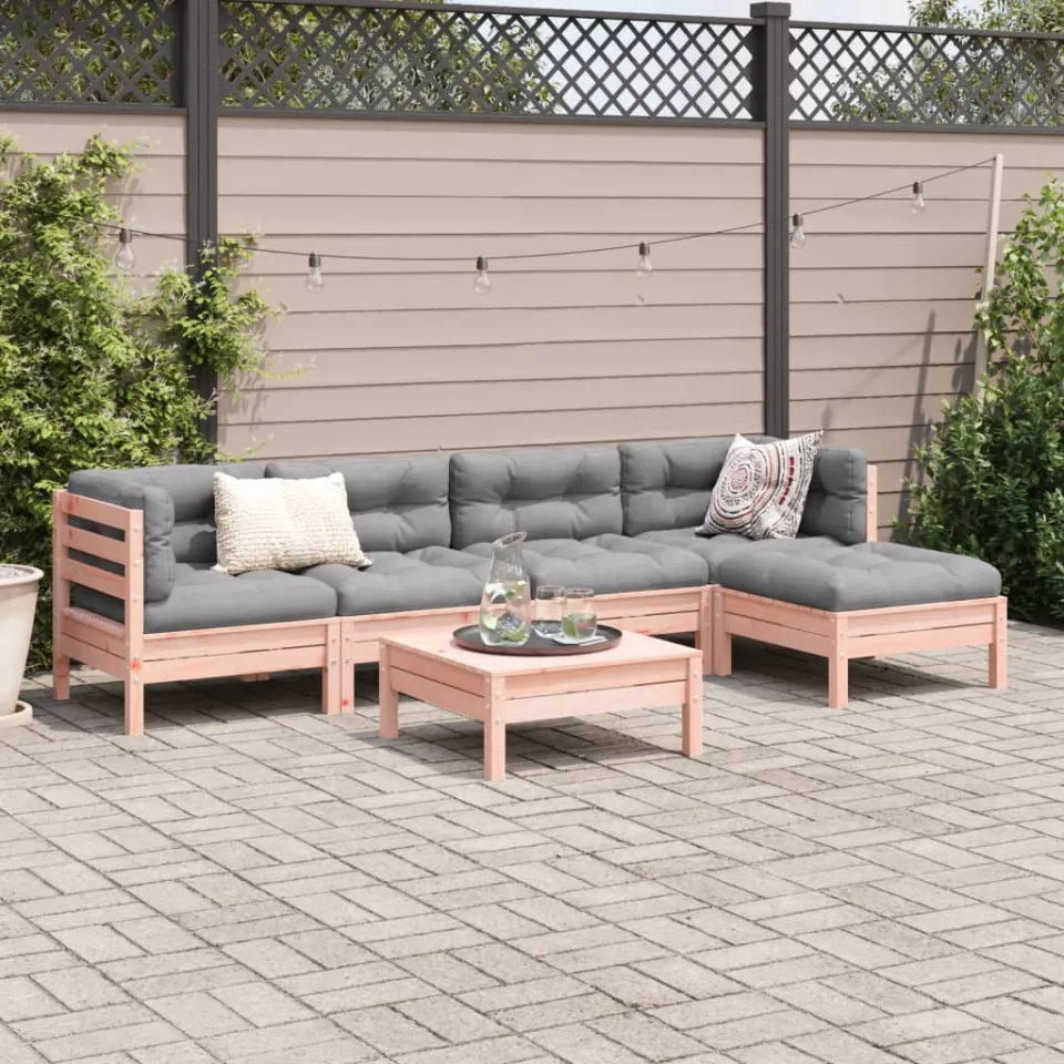 vidaXL 6-delige Loungeset met kussens massief douglas vurenhout bruin, foto 2