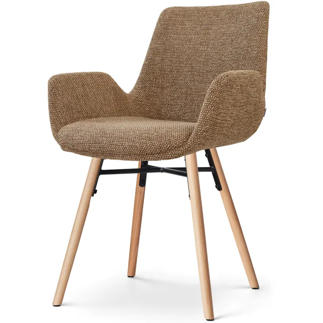 Nolon Nena-Eef eetkamerstoel bruin blend - houten onderstel, foto 2
