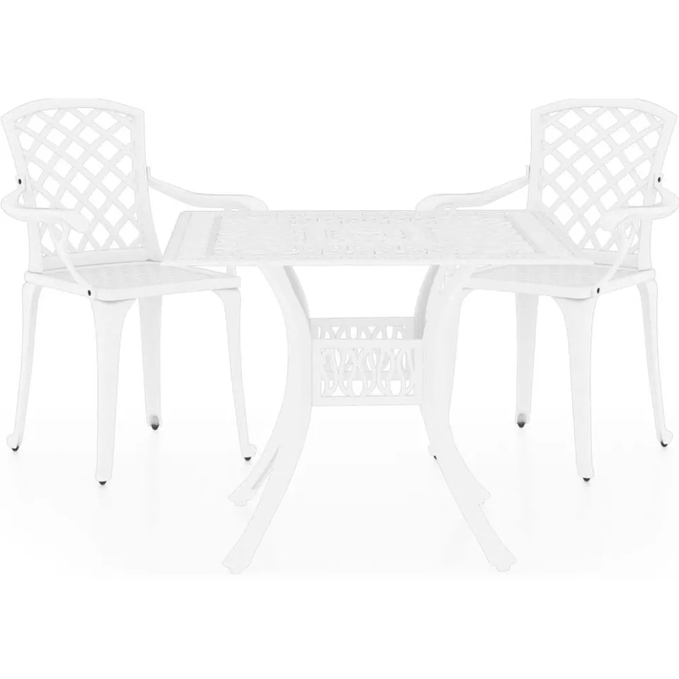 vidaXL 3-delige Bistroset gietaluminium wit, foto 3
