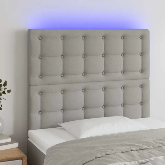 vidaXL Hoofdbord LED 80x5x118/128 cm stof lichtgrijs grijs