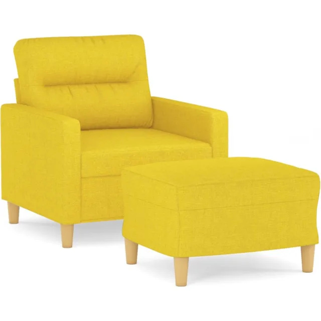 vidaXL Fauteuil - met - voetenbank - 60 - cm - stof - lichtgeel