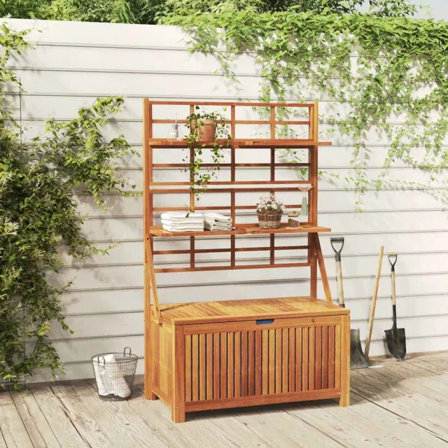 vidaXL Opbergbox met latwerk 99x50x160 cm massief acaciahout bruin, foto 2