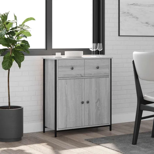 vidaXL Dressoir 70x30x80 cm bewerkt hout grijs sonoma, foto 2