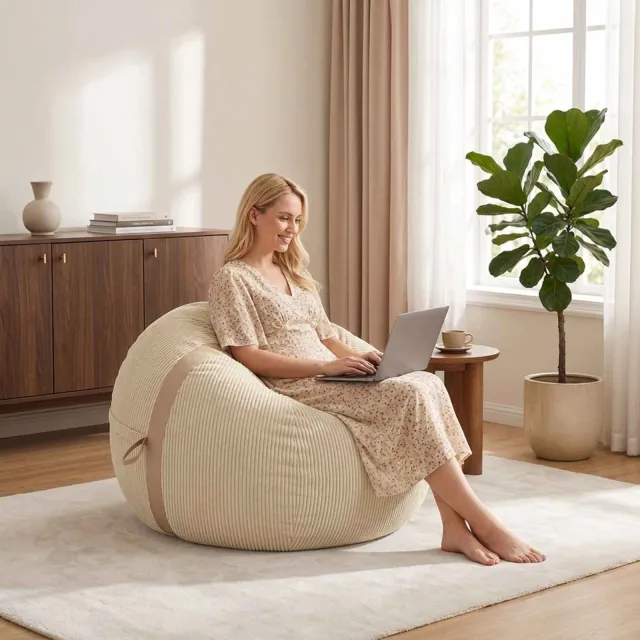 vidaXL Zitzakstoel Grijs groen 124 x 96 x 96 cm corduroy