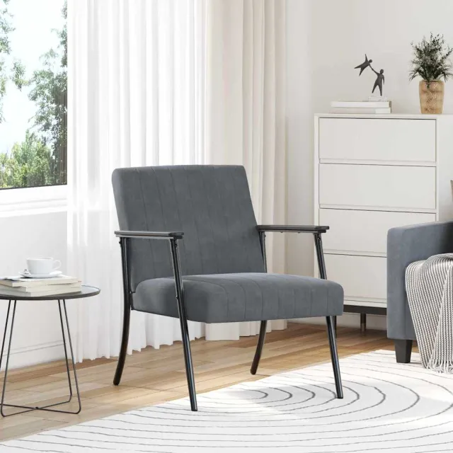 vidaXL Fauteuil Donkergrijs Fluweel grijs