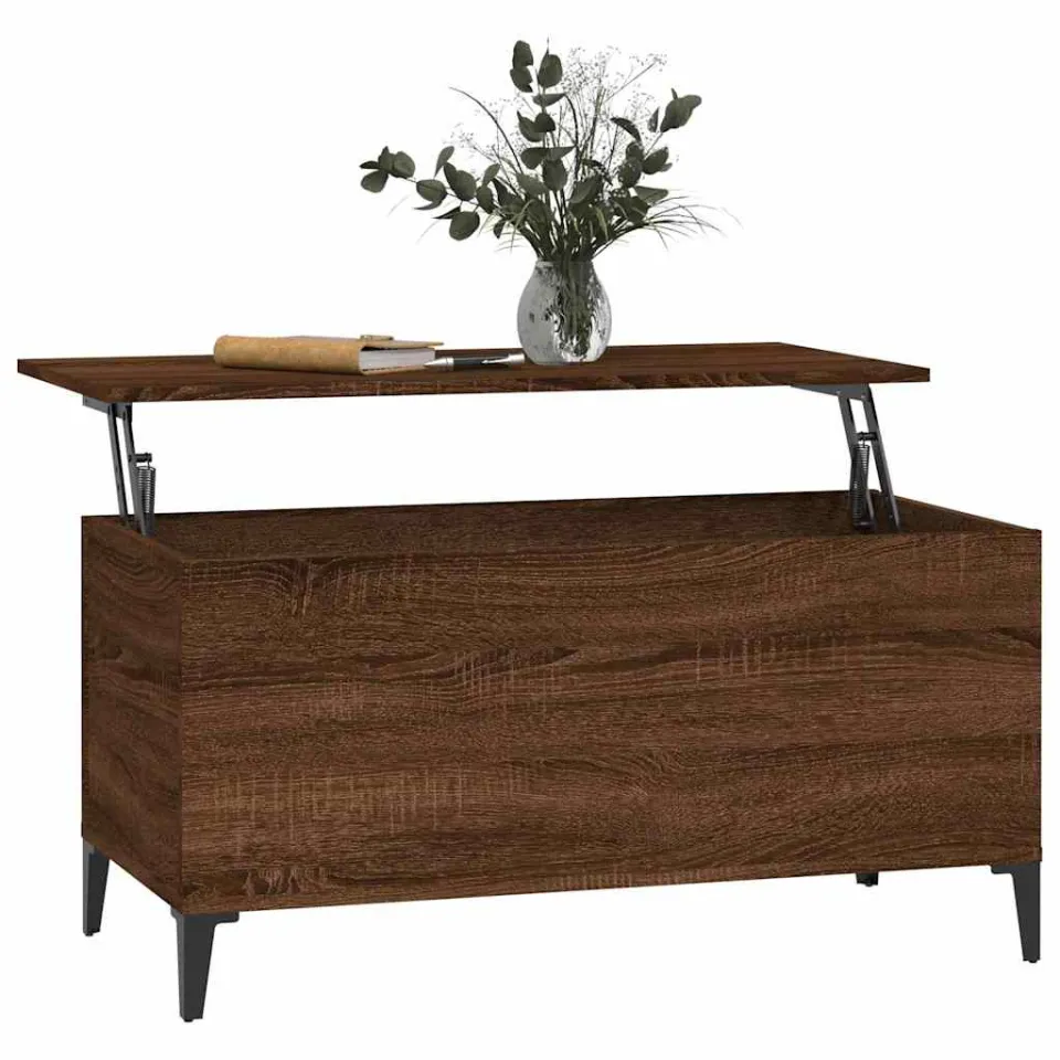 vidaXL Salontafel 90x44,5x45 cm bewerkt hout bruin eikenkleur, foto 4