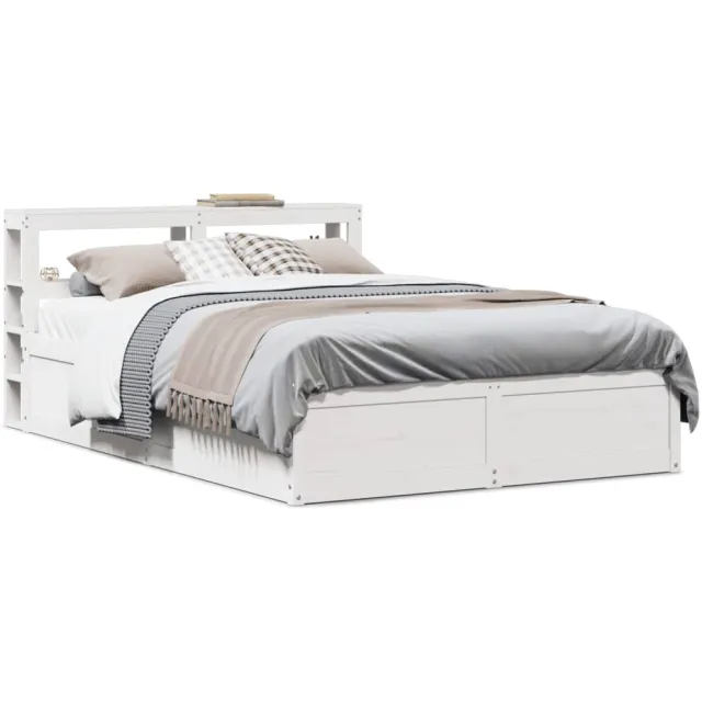 vidaXL Bedframe met hoofdbord massief grenenhout wit 120x190 cm