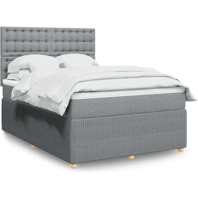 vidaXL Boxspring met matras stof lichtgrijs 160x200 cm grijs